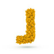 3d yellow leaves alphabet J