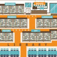 flat design library scene