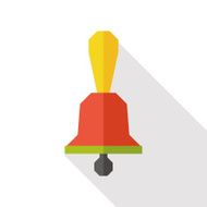 school bell flat icon with long shadow