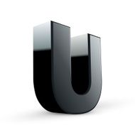glossy black alphabet U N2
