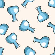 Test tubes and beakers cartoon seamless pattern background