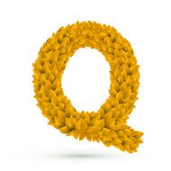 3d yellow leaves alphabet Q