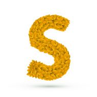 3d yellow leaves alphabet S