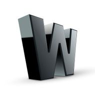 glossy black alphabet W N2