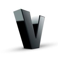 glossy black alphabet V N2