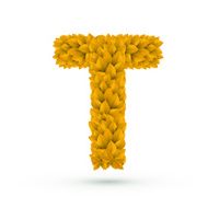 3d yellow leaves alphabet T