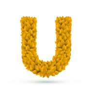 3d yellow leaves alphabet U