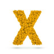 3d yellow leaves alphabet X