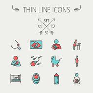 Medicine thin line icon set