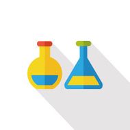 Test tubes and beakers flat icon with long shadow N2