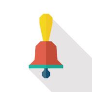 school bell flat icon with long shadow N2
