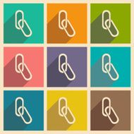 Flat with shadow icon and mobile applacation paper clip N2