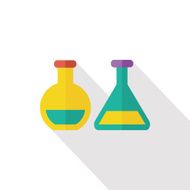 Test tubes and beakers flat icon with long shadow N4