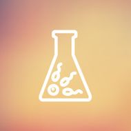 Chemical bottle with virus bacteria thin line icon N2