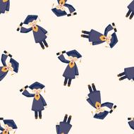 graduate student cartoon seamless pattern background