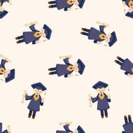 graduate student cartoon seamless pattern background N2