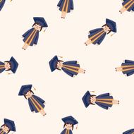 graduate student cartoon seamless pattern background N4
