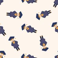 graduate student cartoon seamless pattern background N5