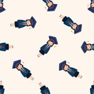 graduate student cartoon seamless pattern background N8