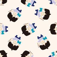 person character teacher cartoon seamless pattern background