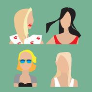 female avatars flat vector