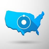USA map icon with an atom