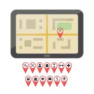 GPS device with geo pin icons N2