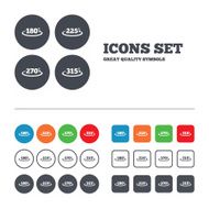 Angle degrees icons Geometry math signs N29