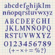 Blue alphabet handmade