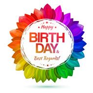 Multicolored flower happy birthday vector concept
