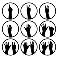 Black hands counting from 1 to 9