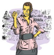 Vector Business Woman Writing Something
