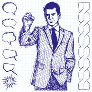 Sketch Businessman Writing Something