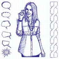 Sketch Business Woman Writting Something
