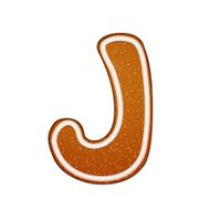 3d lovely gingerbread cookie alphabet J