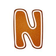 3d lovely gingerbread cookie alphabet N