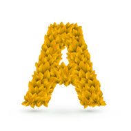 3d yellow leaves alphabet A