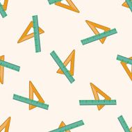stationary triangle and ruler cartoon seamless pattern background