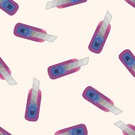 stationary utility knife cartoon seamless pattern background N2