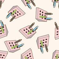stationary pen holder cartoon seamless pattern background