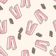 stationary stapler cartoon seamless pattern background N3