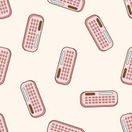 stationary calculator cartoon seamless pattern background