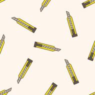 stationary utility knife cartoon seamless pattern background N3