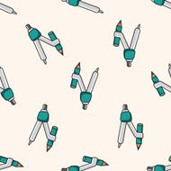 stationary compass cartoon seamless pattern background N5