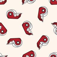 stationary tape dispenser cartoon seamless pattern background N2