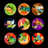 Set of flat design circle option infographics concepts N11