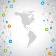 North and South America Modern infographic network template with place