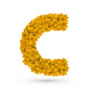 3d yellow leaves alphabet C