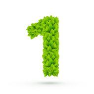 3d green leaves number 1