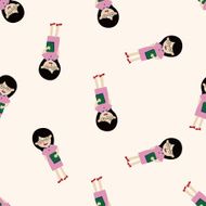 person character teacher cartoon seamless pattern background N4